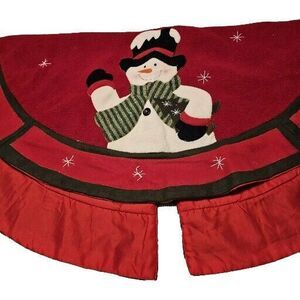 3D Quilted Applique Frosty The Snowman Christmas Tree Skirt Holiday Decor Cheery